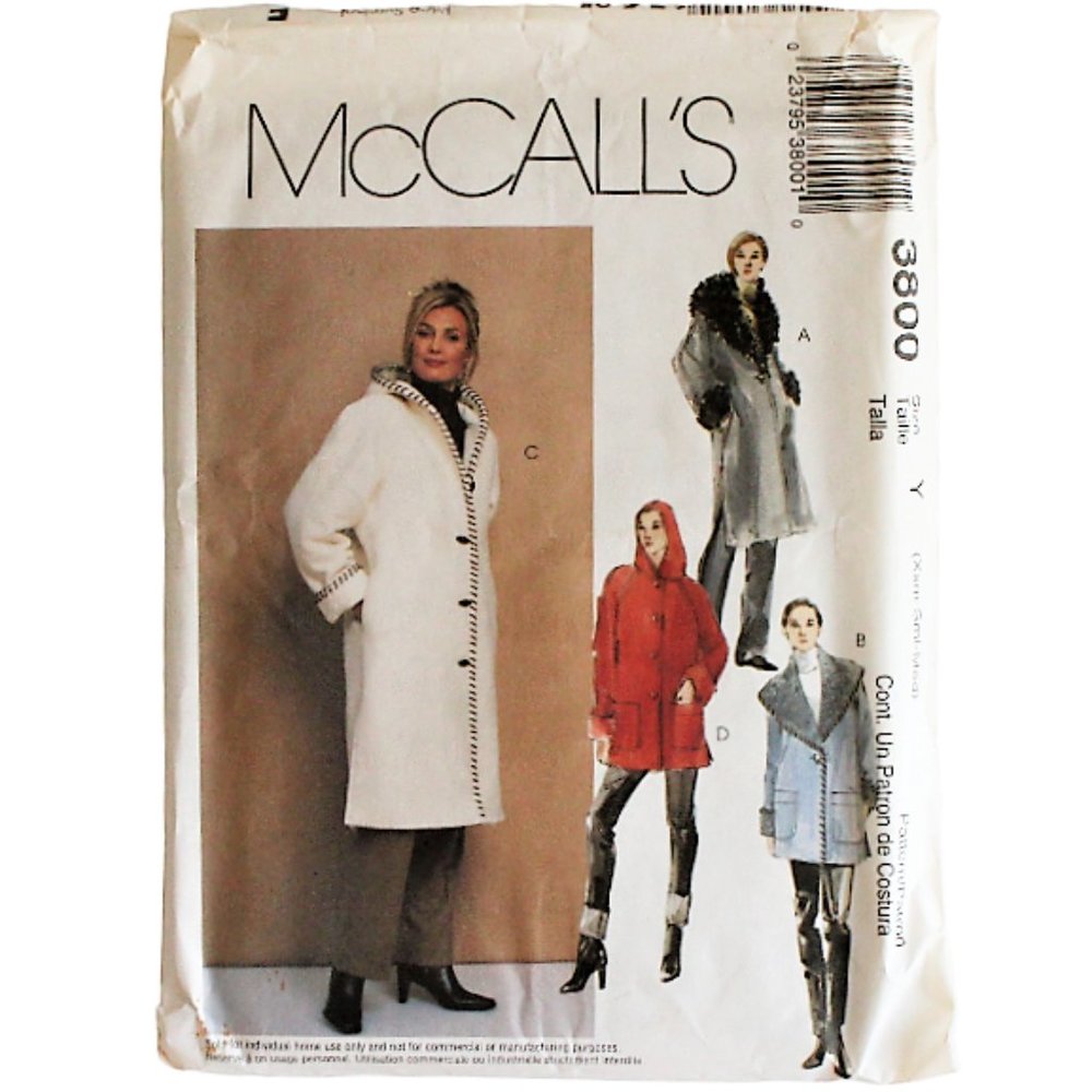 VTG Y2K McCalls Coat Sewing Pattern 3800 Uncut Lined 2 Lenghts Sz 4 6 8 10 12 14